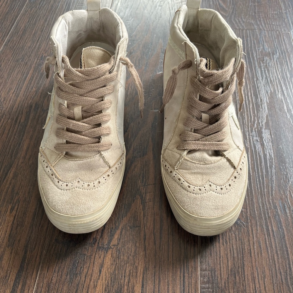 ShuShop Beige High-Top Sneakers